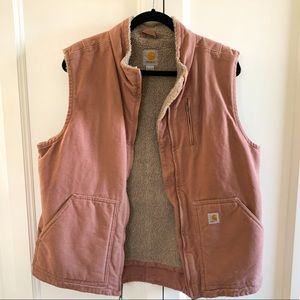 Carhartt Pink relaxed fit Sherpa lined vest